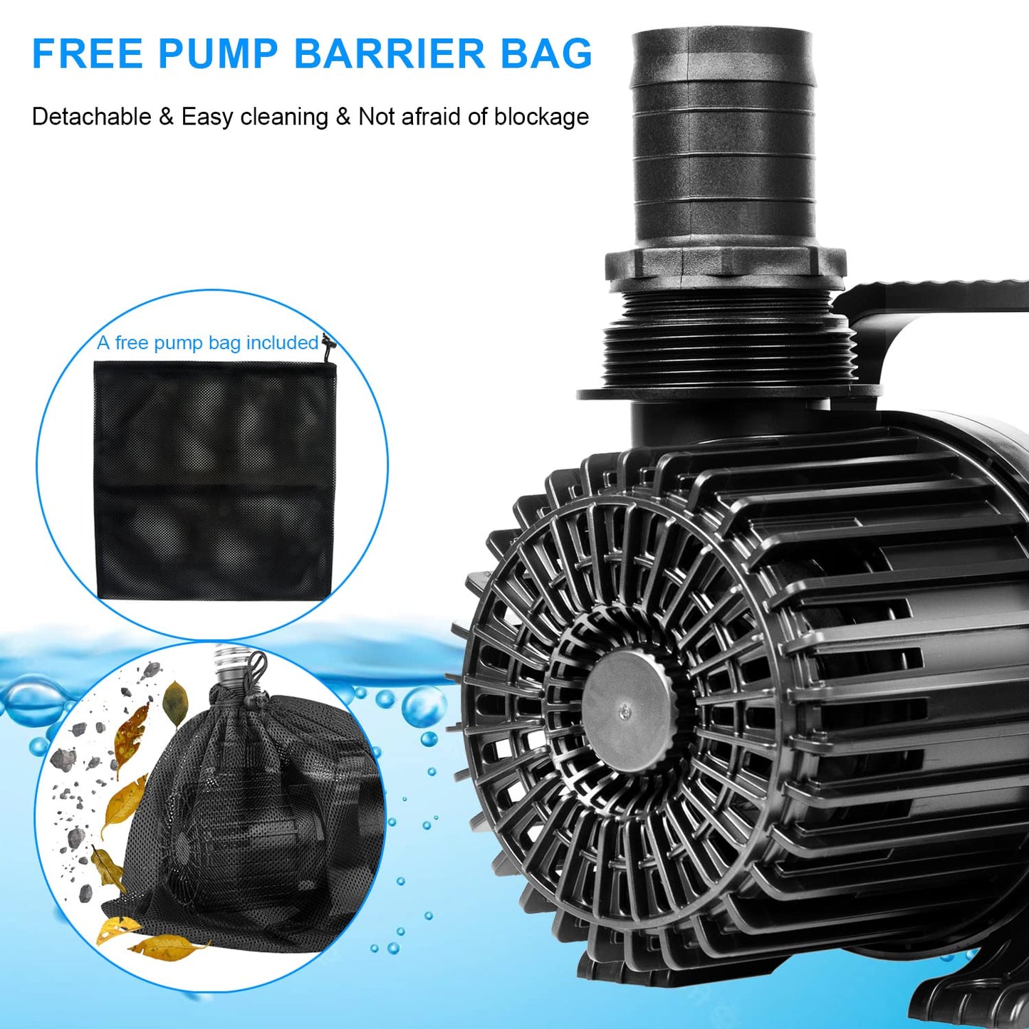 OYO WATER Outdoor Large 8300gph-520W 32.8FT Pond Water-fall & Kio Fish Fountain-s &Garden Pump Submersible IPX8: Long 32.8FT Cord Smart-er & Quieter Duck & Yard &Patio Ponds Pumps, 1 Barrier Pump Bag