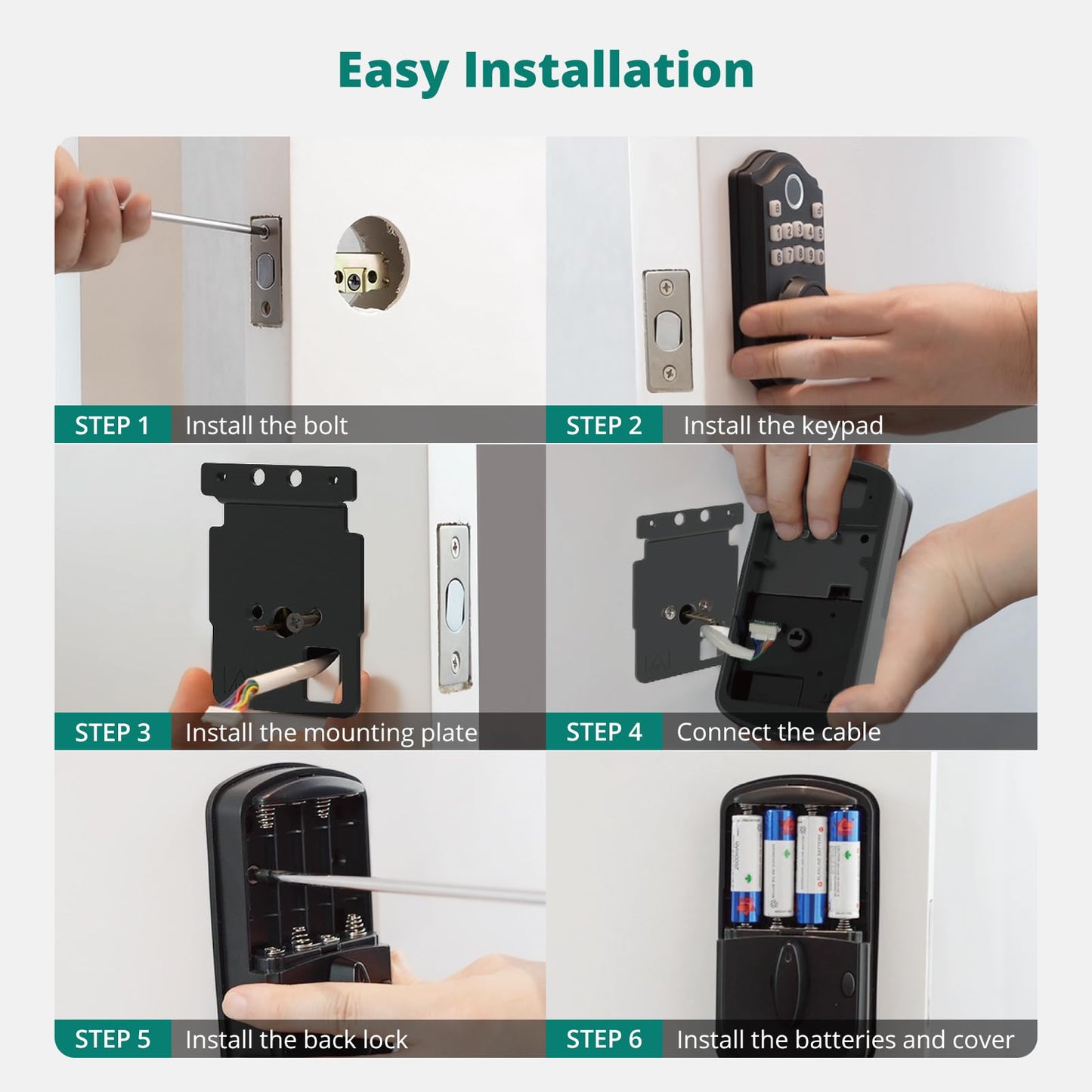 AkaGear DS10 Keyless Entry Door Lock with Handle Set - Fingerprint Deadbolt, Electronic Keypad Deadbolt, Smart Locks for Front Door, Auto-Lock & One Touch Locking - Oil Rubbed Bronze
