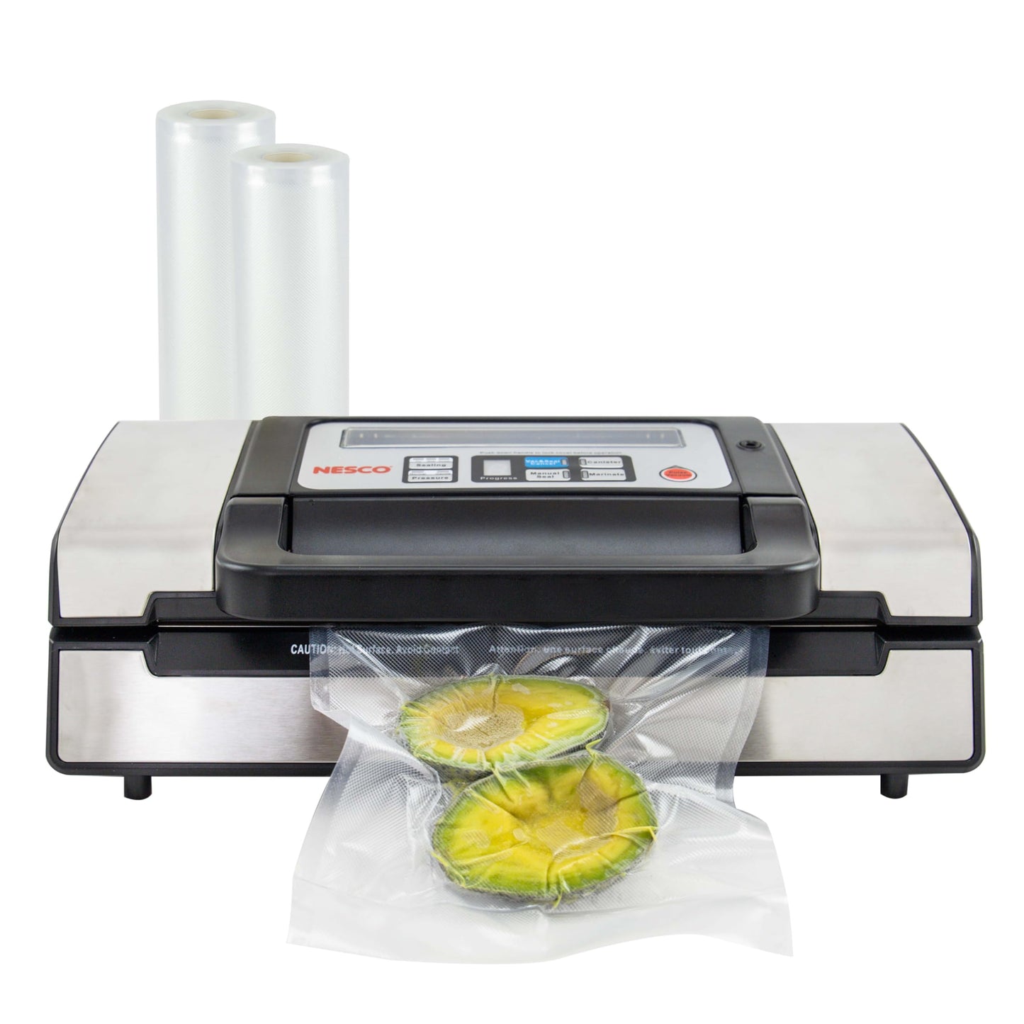 Nesco Deluxe Food VS-12 Vacuum Sealer, 130 Watts, Kit Bags & Viewing Lid, Compact, Silver