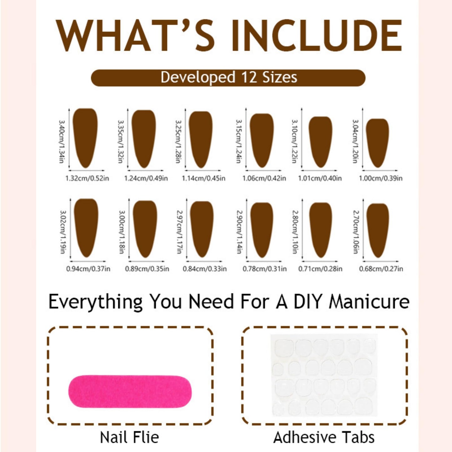 Almond Press on Nails Long Fake Nails Seeneey Brown Artificial Nail Gold Charm and 3D Flowers Designs Tortoise Shell Stick on Nail for Women 24pcs
