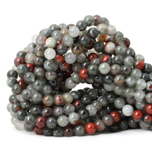 CHEAVIAN 60PCS 6mm Natural African Bloodstone Gemstone Smooth Surface Round Loose Beads for Jewelry Making 1 String 15 Inches
