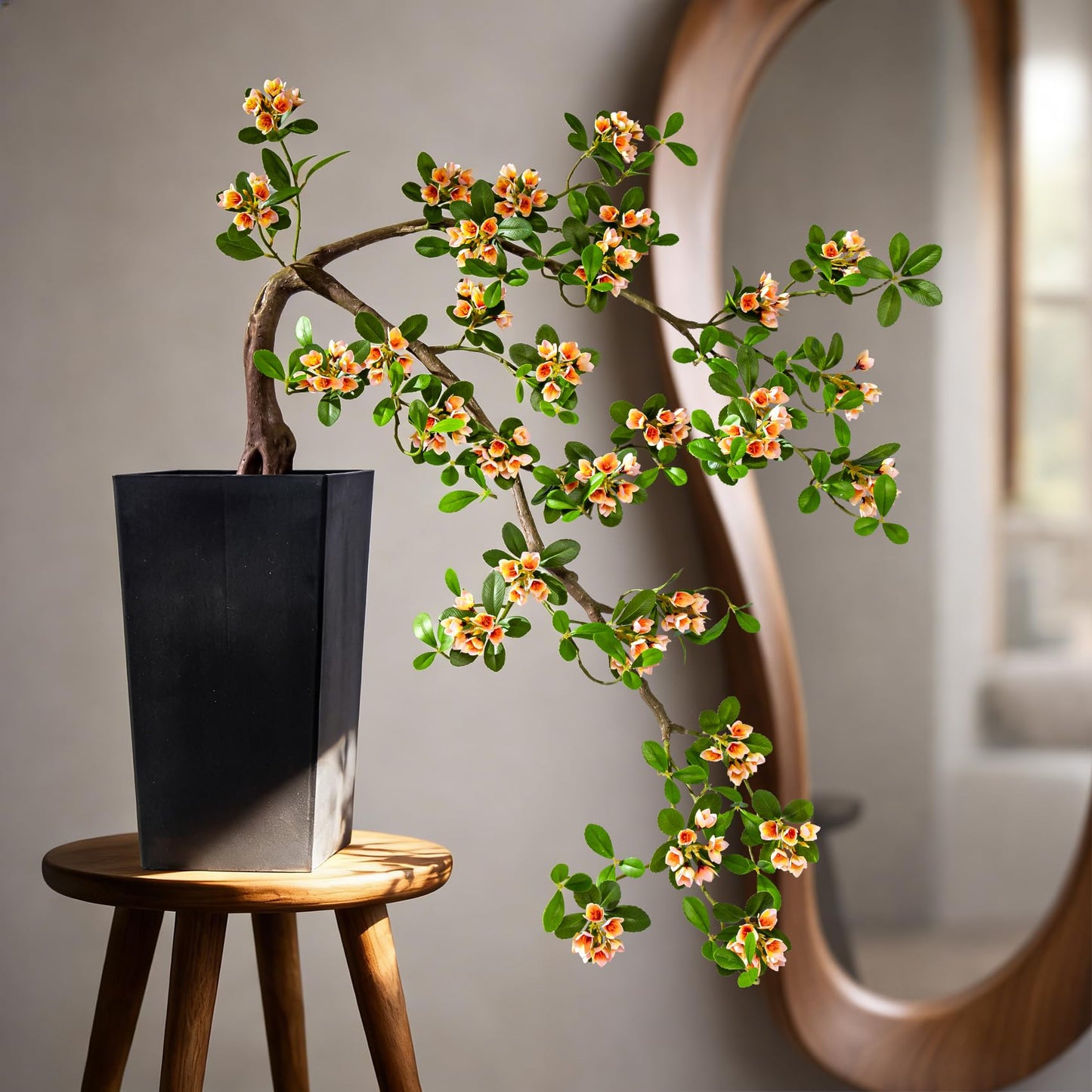 3ft Artificial Bonsai Tree Large Fake Bonsai Tree with Pot Artificial Cherry Blossom Tree Indoor Sakura Faux Bonsai for Entryway Living Room Home Office Japanese Decor (Yellow)