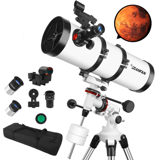 Telescope 150EQ Astronomical Professional Telescope for Adults High Powered, Manual Equatorial Reflector Telescopes for Beginners with Phone Adapter, Moon Filter, Stainless Tripod - with Carrying Bag
