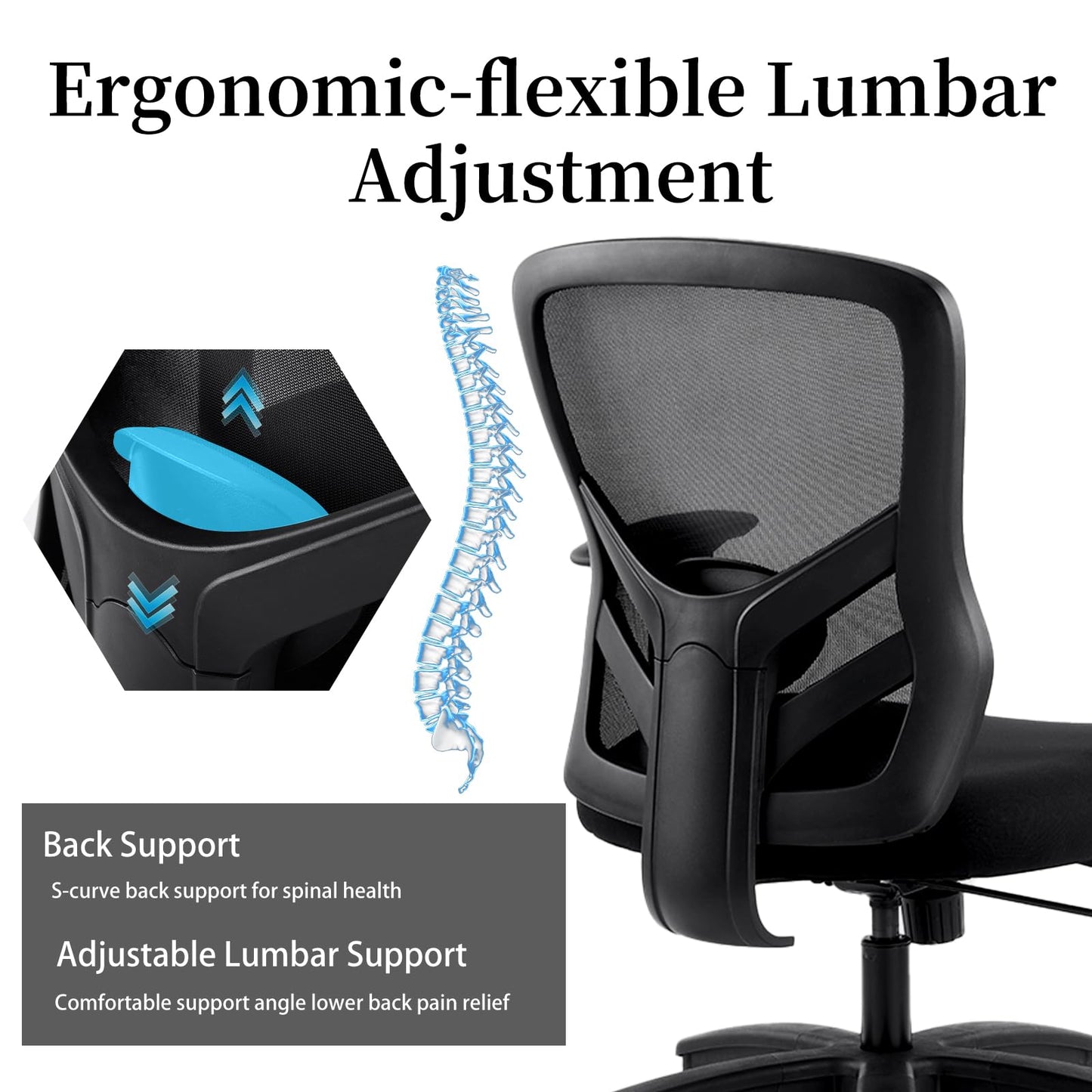 YFO Big and Tall Office Chair 500LBS - Computer Desk Chair with Adjustable Lumbar Support, Heavy Duty Ergonomic Mesh with 360 Rotation 4D Arm and Extra Wide Comfty Seat, Quiet Wheels for Adults, Black