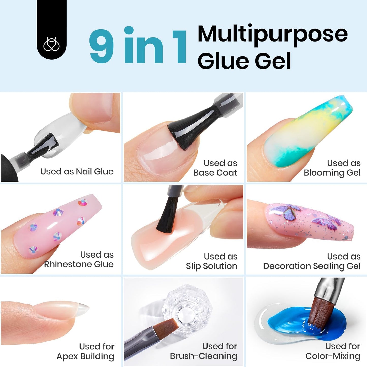 Beetles Gel Nail Kit Almond Short, 500Pcs Pre Shaped Clear Extra Short Almond Gel Nail Tips Easy Nail Extension Set with 5 in 1 Multifunctional Nail Glue Base Uv Led Lamp Nail Art Gifts for Women