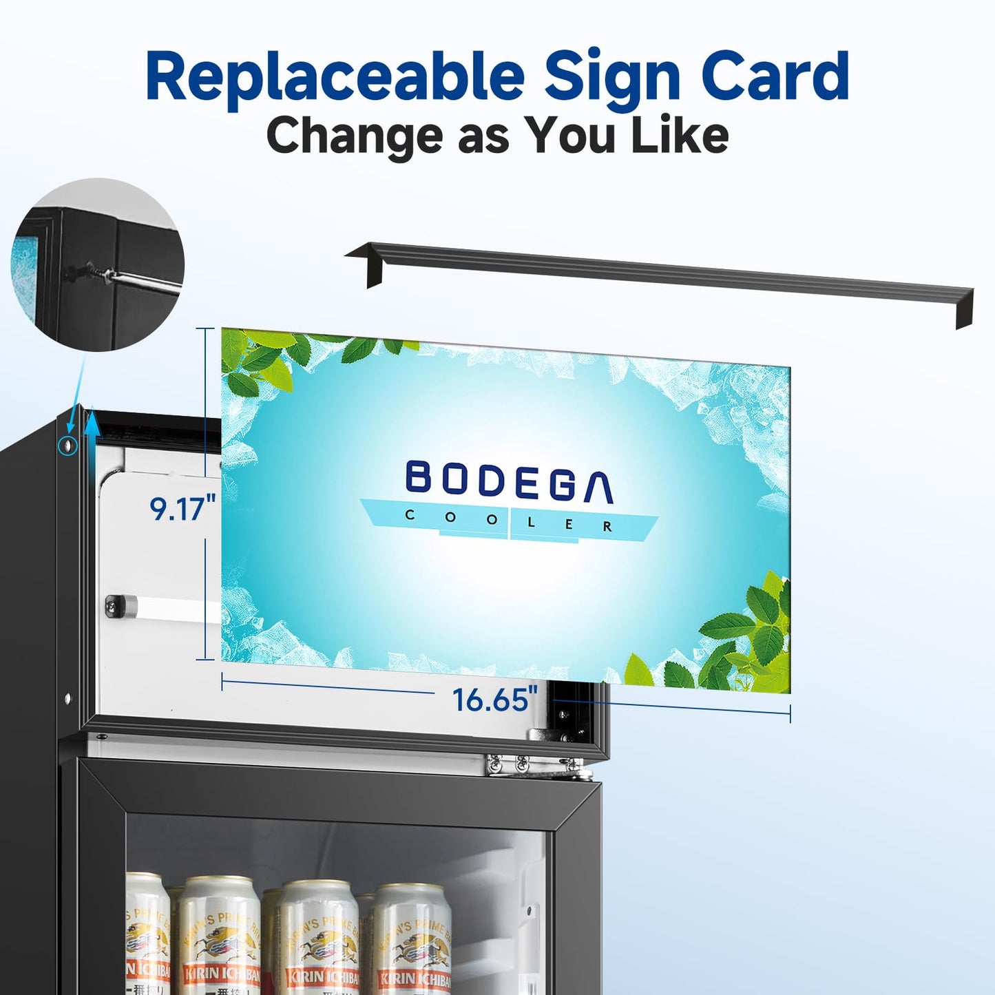 BODEGACOOLER Beverage Refrigerator and Cooler, 6.34 Cu. Ft Commercial Refrigerators for Drink, Beer, Tall Commercial Cooler for Beer, Soda, Single Door Display fridge
