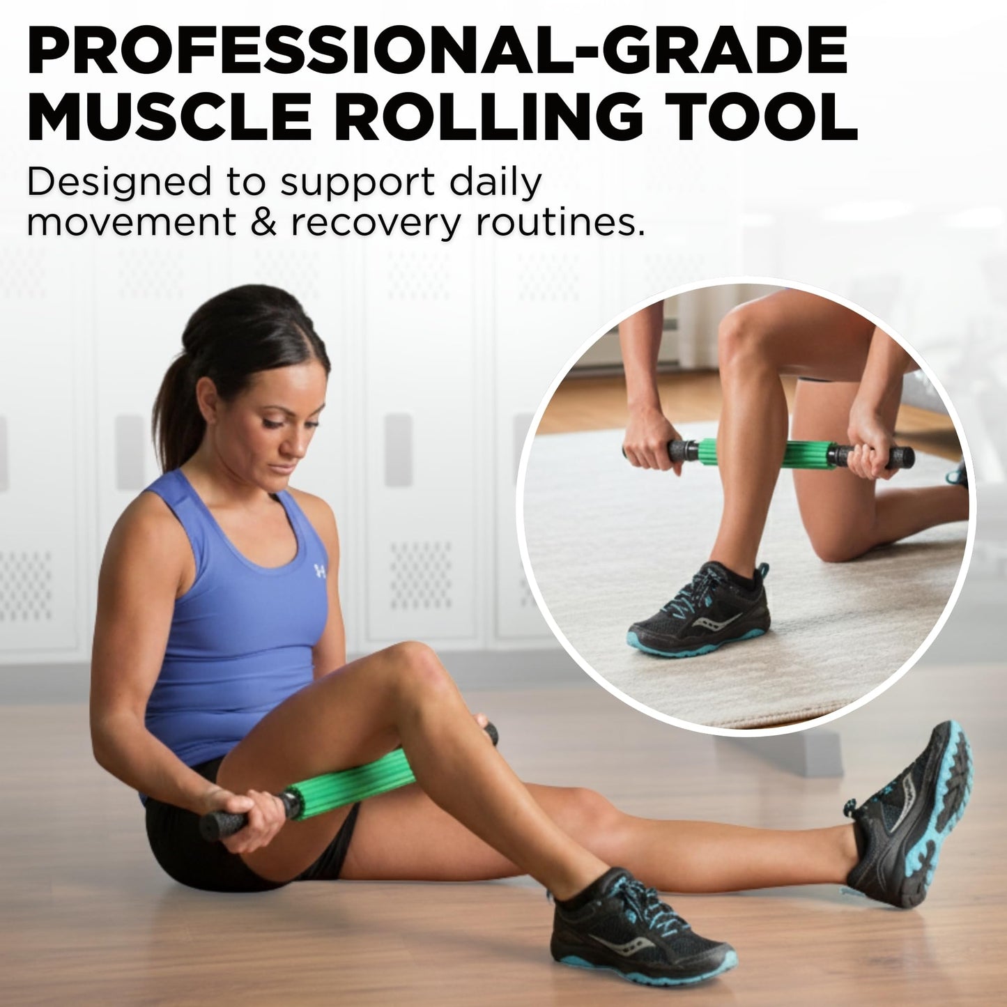 THERABAND Roller Massager Stick Standard, Deep Tissue Muscle Roller for Legs, Back, Calves, Athletes & Runners, Foam Roller Stick for Muscle Massage, Trigger Point Tool, 21" Manual Massager