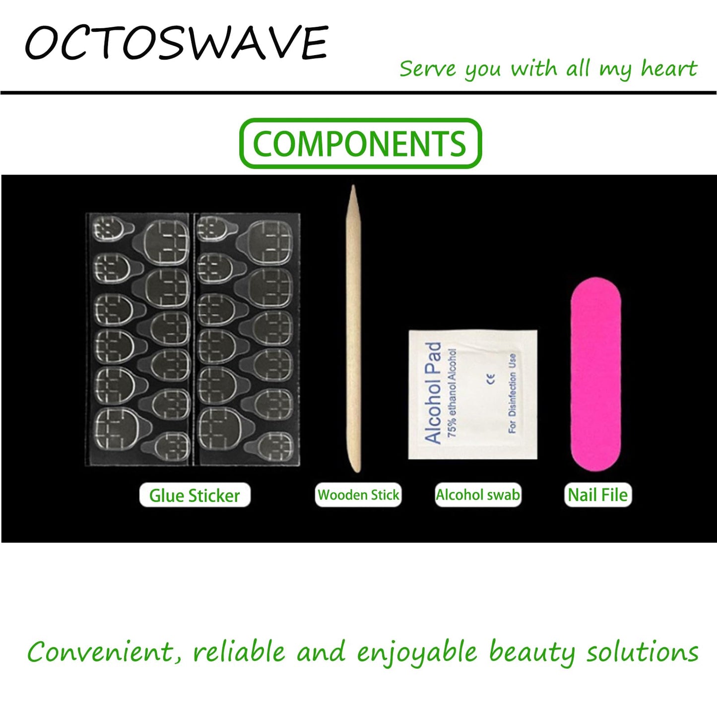 Octoswave Square Press on Nails Medium Fake Nails Brown French Artificial Nail Flowers and Embossed Stick on Nail for Women 24pcs