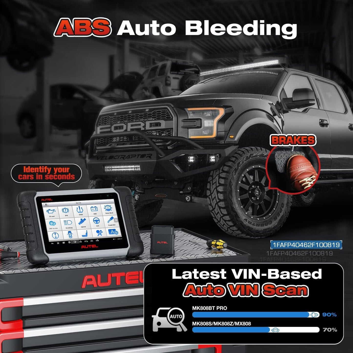 Autel Scanner MaxiCOM MK808BT PRO, 2026 Bidirectional Diagnostic Scan Tool as MK900BT, 2.0 BT Ver. of MK808S MX808S MX900 MK900, 3000+ Active Tests, 28+ Reset, Injector Coding, All Systems, FCA, OS 11