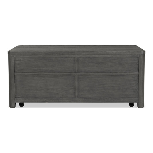 Furniture of America Selyra Modern Contemporary Solid Wood 46-inch Lift-top Rectangular Coffee Table with Dented Stainless Steel Accents, Wire Brush and Ball-Bearing Glides for Living Room, Ash Gray