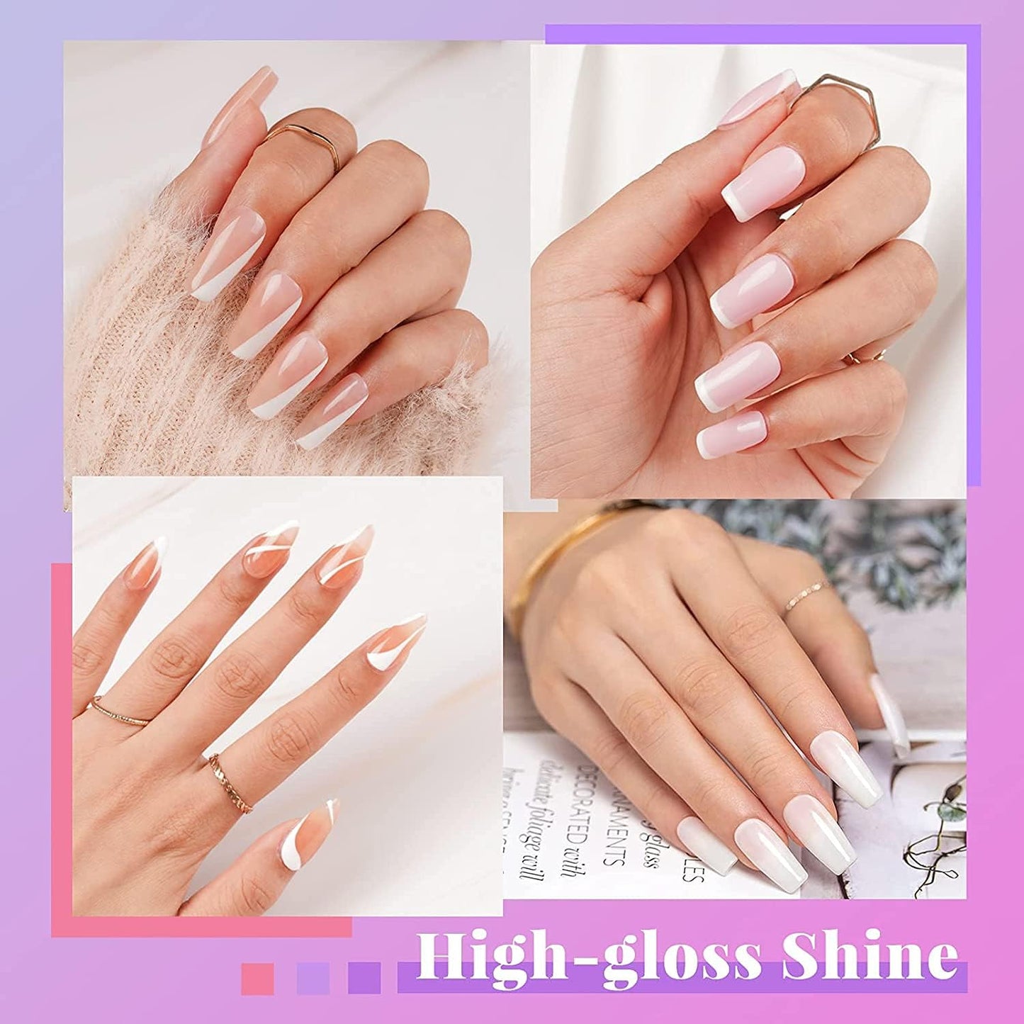 Beetles Gel Nail Polish Kit with U V LED Light - 6 Colors Jelly Milky White Sheer Pink Nude Gel Polish Starter Kit Manicure,Soak Off U V Nail Polish Set Salon DIY