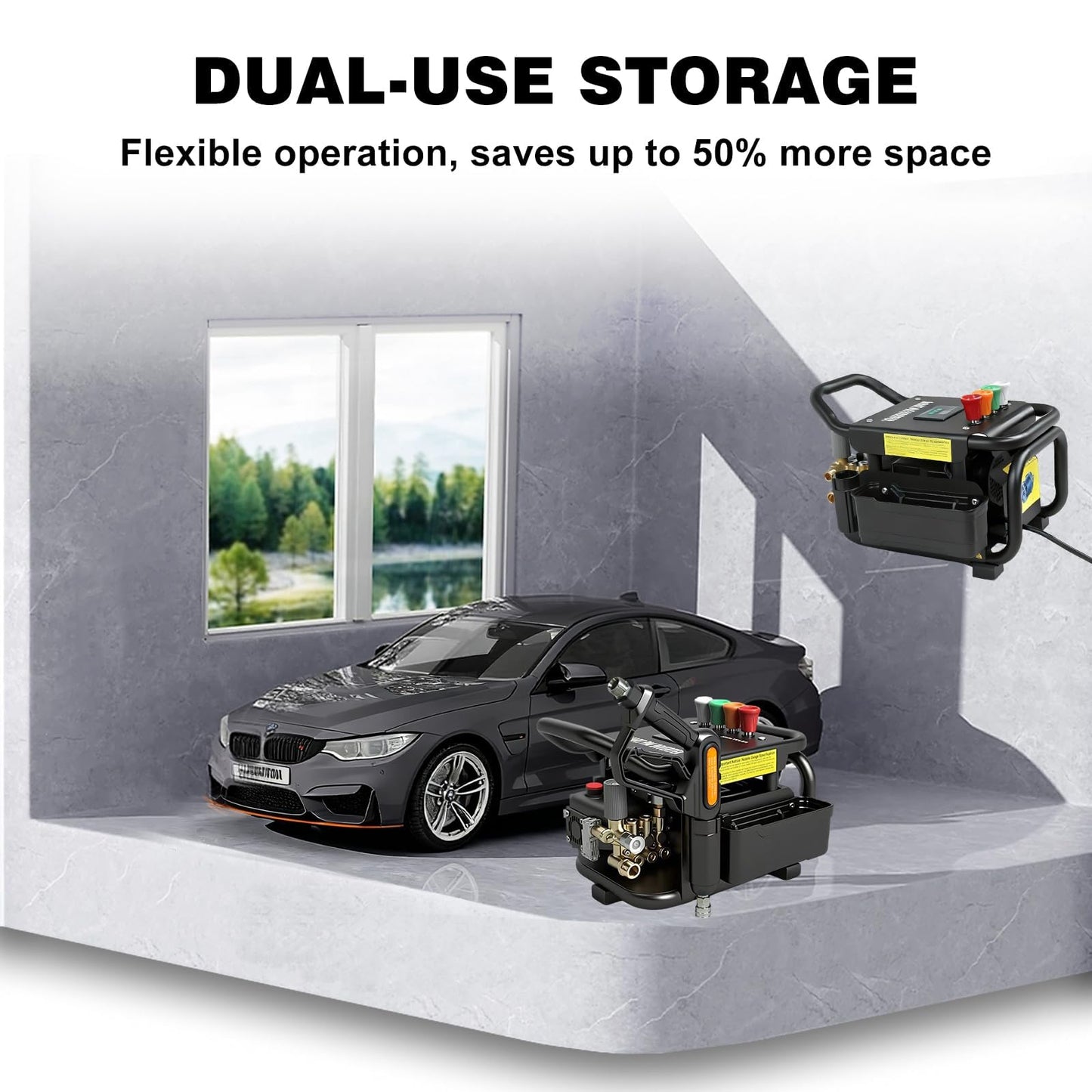 YOKING Pressure Washer, Max 150 bar, 12L/min, PM Inverter 3HP Motor,Horizontal Triplex Pump,60dB Quiet,with 7 Nozzles, Power Washer for Patios, Decks, & Sidewalks