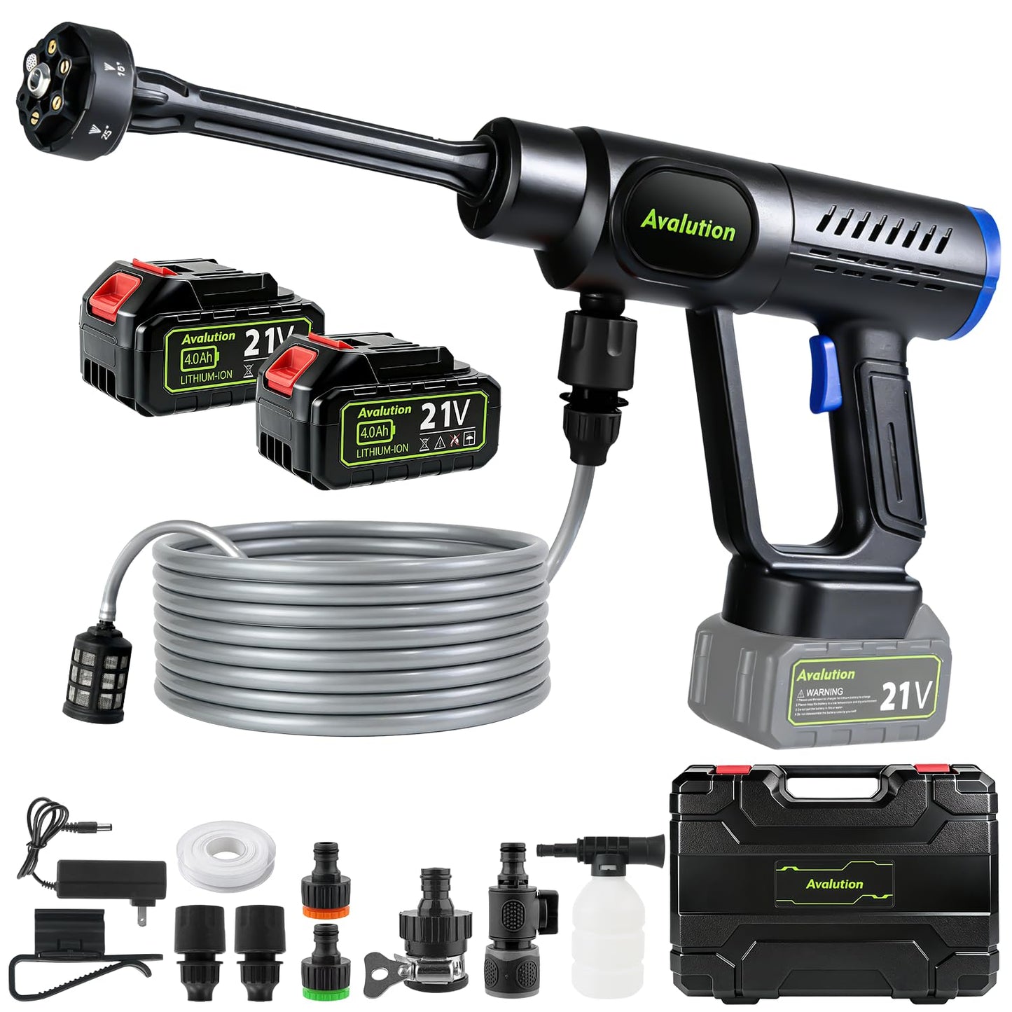 Avalution Cordless Pressure Washer,2026 Newly 2000 PSI Portable Pressure Washer,Handheld Cordless Power Washer with 2pcs 4.0Ah Battery,6-in-1 Nozzle,High Pressure Washers for Car Patio Garden Outdoor