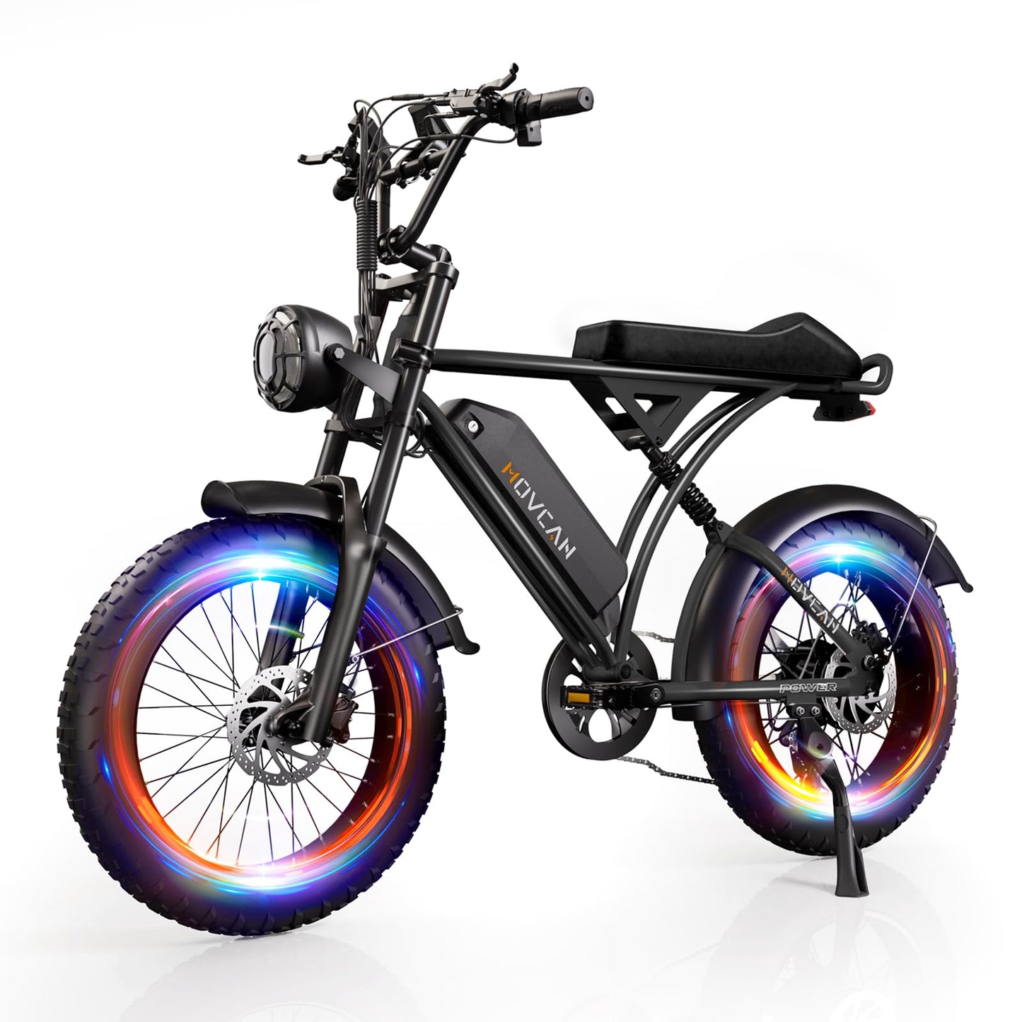 Movcan V60/V60 Pro Electric Bike, 48V 15.6/18.2Ah Removable Battery 20” Fat Tire Electric Bike, 1000/1500W Motor 30/33MPH Top Speed Electric Motorcycle, for Commute/Offroad/School/Rain/Snow Riding.