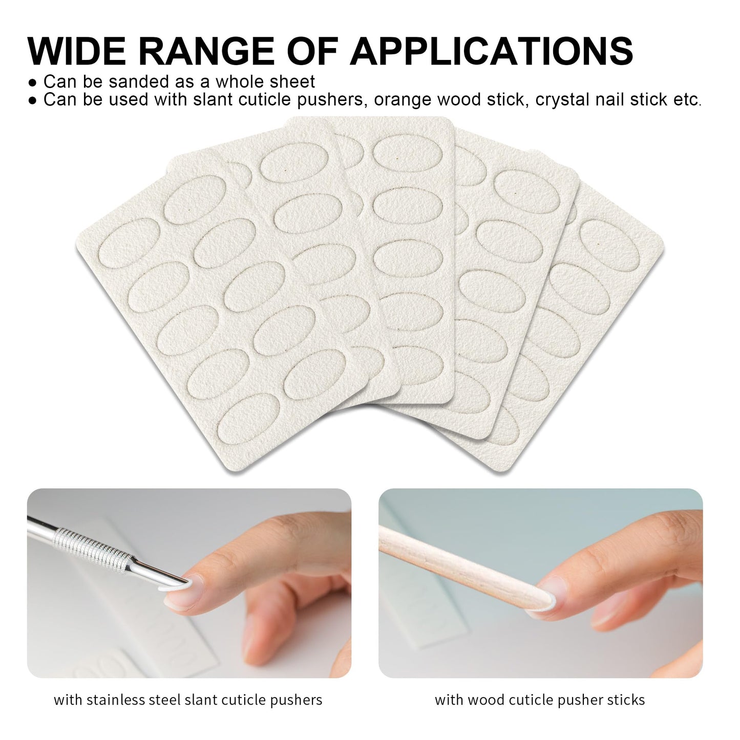 HaimiLiya Pre-treatment Loop Cuticle Pusher and 100/150/180/240 Grit Sandpaper Sheets Nail Brush Set, Nail Care Nail Prep for Manicure Pedicure Nail Art