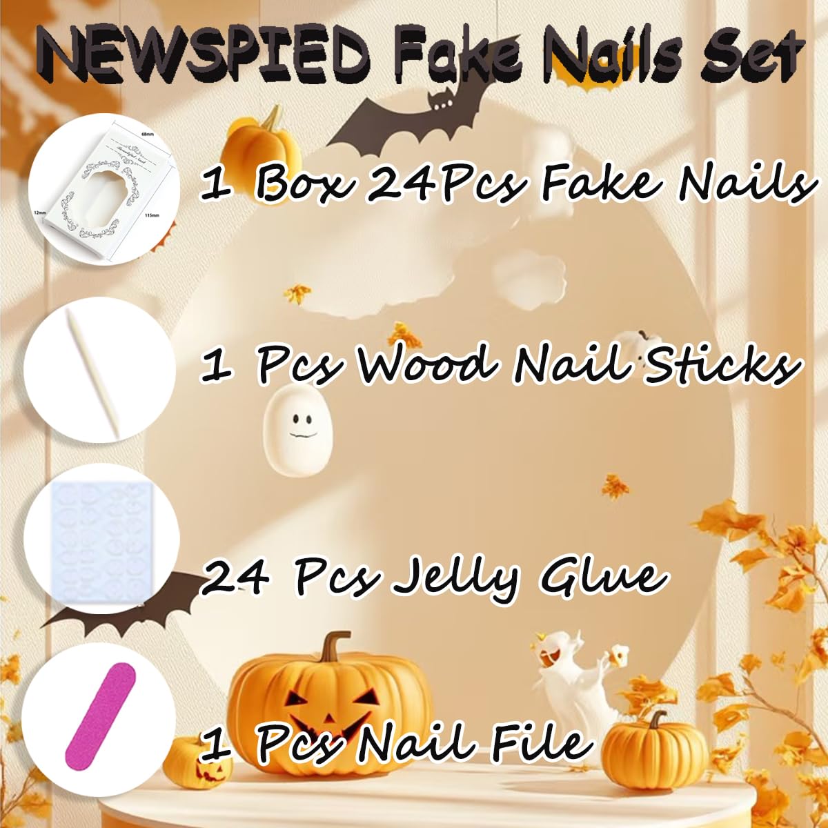 30Pcs Fall Press on Nails Medium Coffin Fake Nails with 3D Ripple Design Maple Leaf False Nail Orange French Tip Glue on Nails Thanksgiving Acrylic Nail Full Cover Stick on Nail for Women DIY