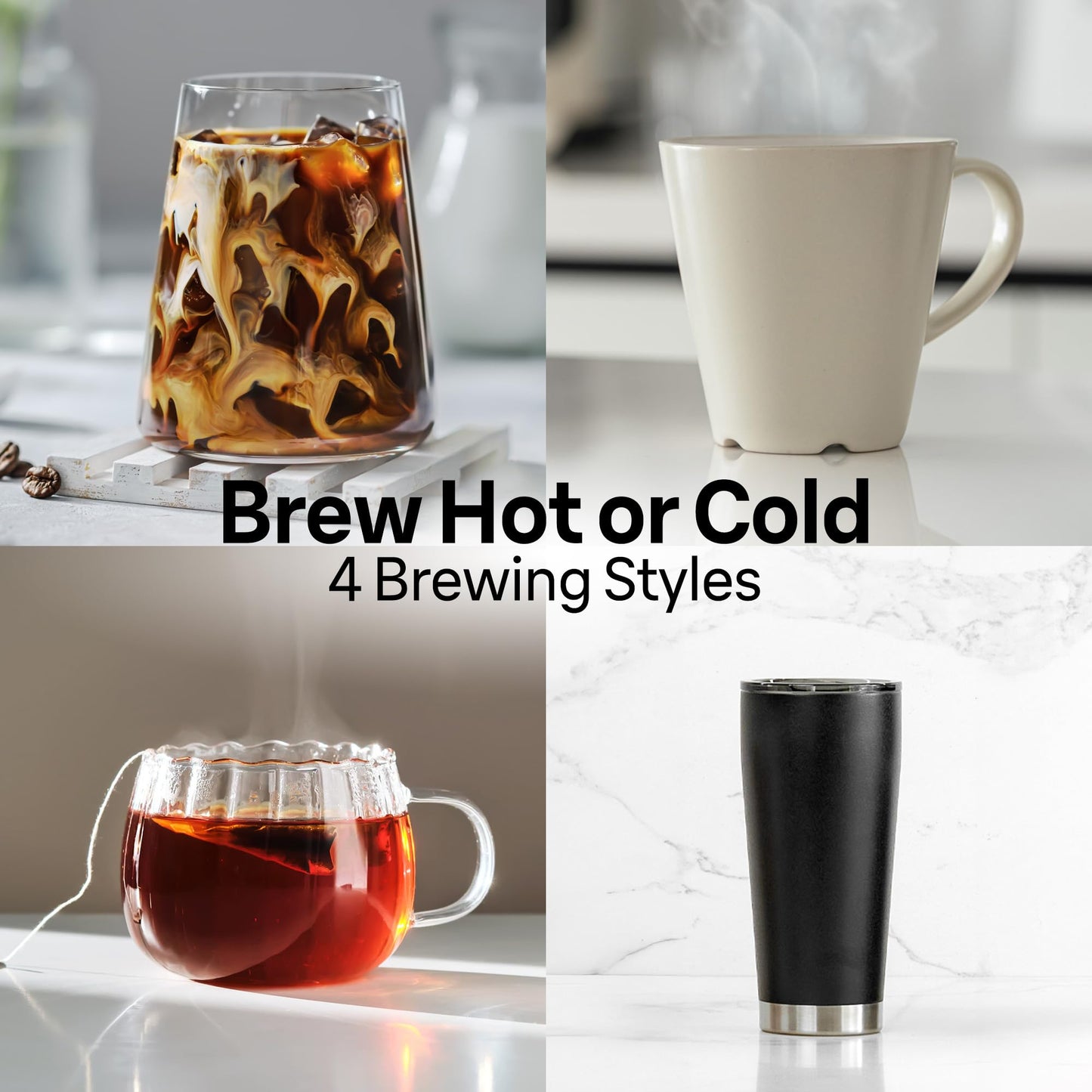 Braun MultiServe Plus 10-Cup Drip Coffee Maker - Hot & Cold Multi-Serve Brewer with Timer and Auto Start, Hot Water Dispenser, Over Ice Function, Stainless Steel & Pod-Free Design, KF9370SI