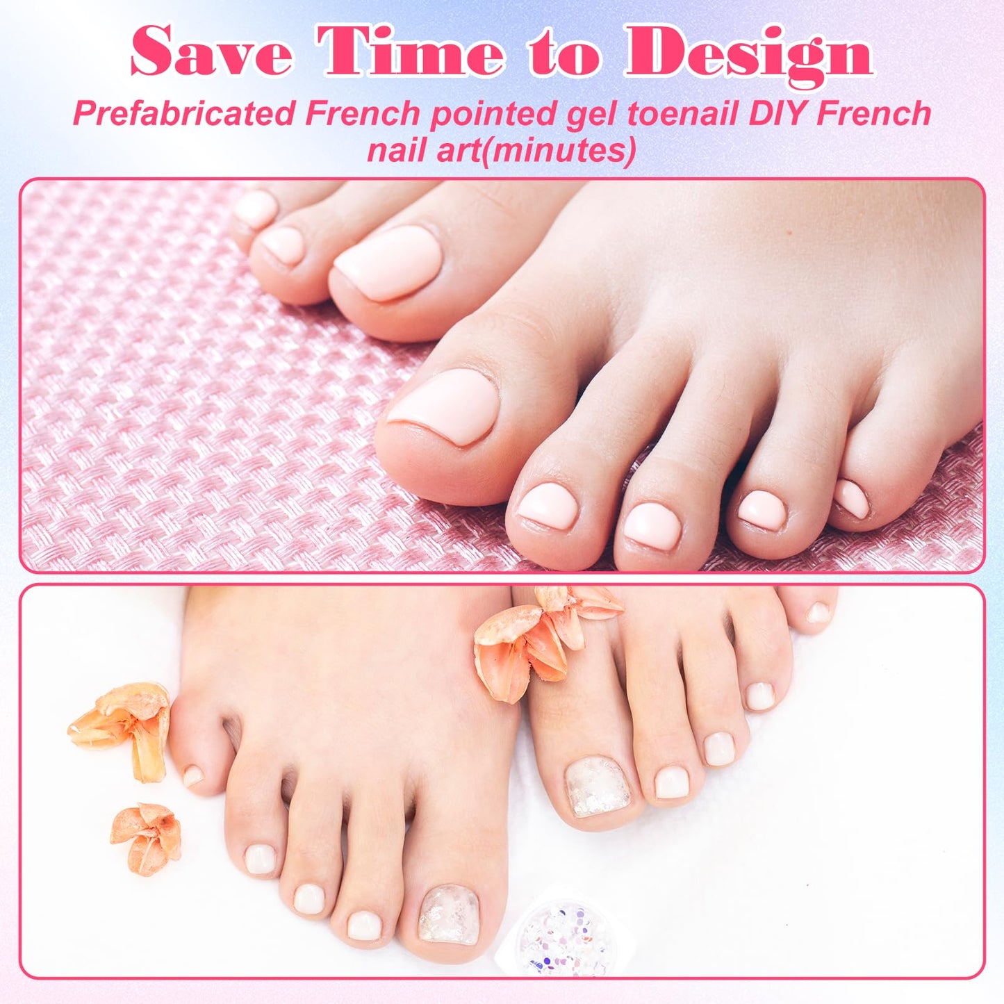 150 Pcs French Tip Toe Nail Press Ons,Toe Nail Tips Square Toenail Presses Ons Full Cover Fake Toenails Press On Toenails for Women Pedicure Decor,15 Sizes(Mauve)