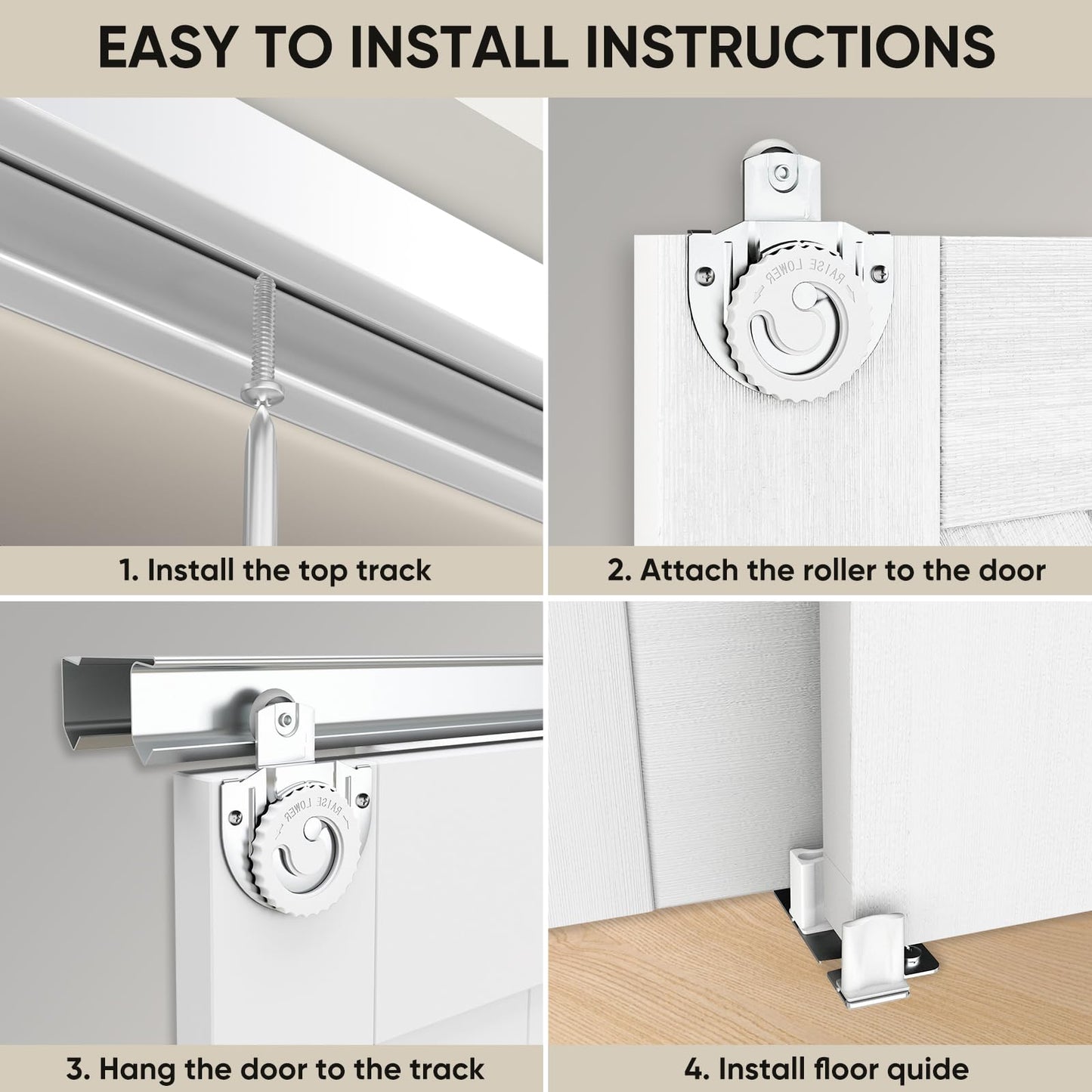 JUBEST 60"(Double 31") x80" Sliding Closet Door, K Style Bypass Closet Door with Hardware Kit & Matching Fascia, Preassembled Solid Wood Slab with Water-Proof PVC Surface, Easy to Install, White