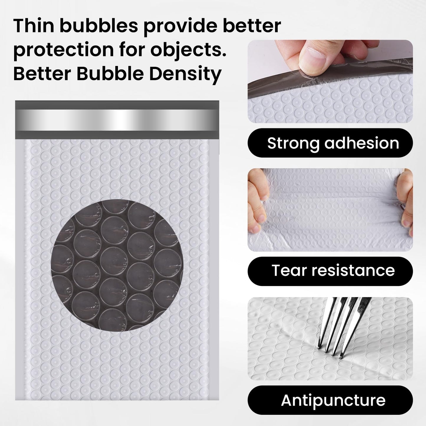 skardeco Bubble Mailers 4x8inch 200Pack Grey Bubble Mailers Self-Seal Padded Mailing Envelopes Bubble Opaque Padded Mailer for Small Businesses to Package and Mail Jewelry Cosmetics#000（white，grey）