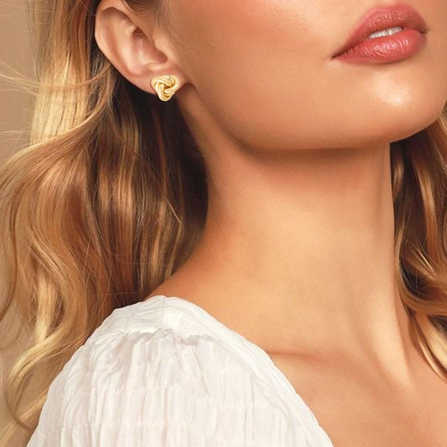 Gold Plated Knot Earrings 14K Gold Link Drop Dangle Earring Lightweight Trendy Earring for Women