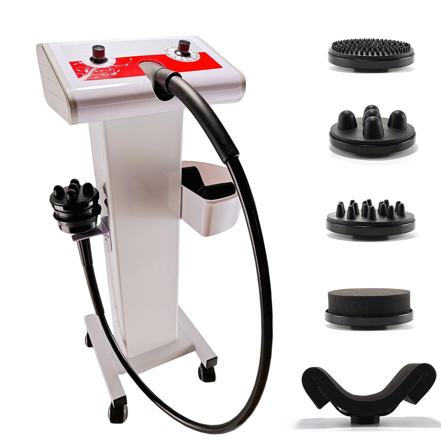 NETTITO Cellulite Massager Electric Vibration Professional – with Trolley & 5 Interchangeable Heads, Deep Tissue Relief, Muscle Relaxation, Durable Design for Salon & Home Use