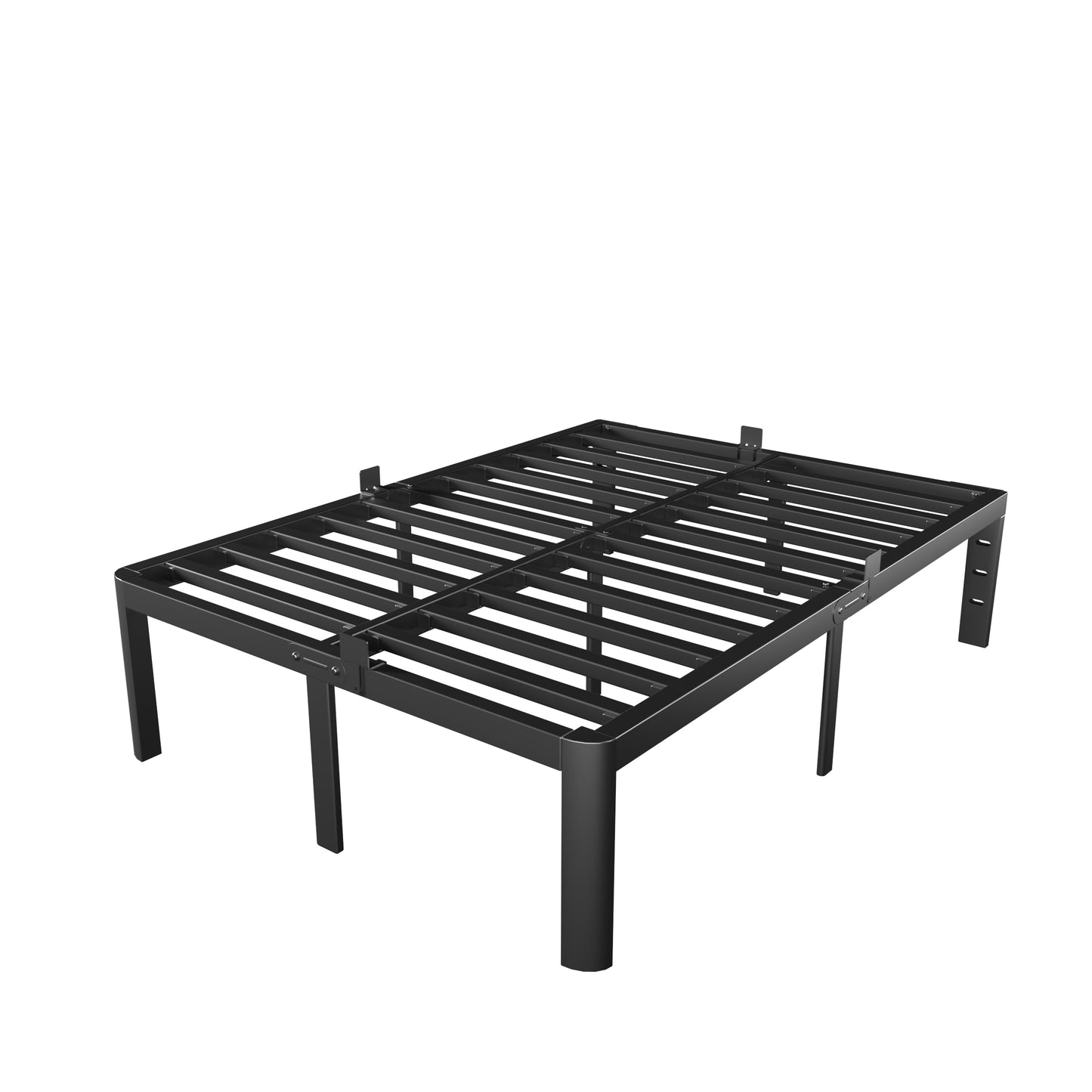 KZZLOL Queen Size Bed Frame Black, 16 Inch Metal Queen Bed Frame No Box Spring Needed, DIY Headboard Holes, Heavy Duty Steel Support 3500 LBS, Noiseless, Round Corner Leg, Storage Space, Easy Assembly