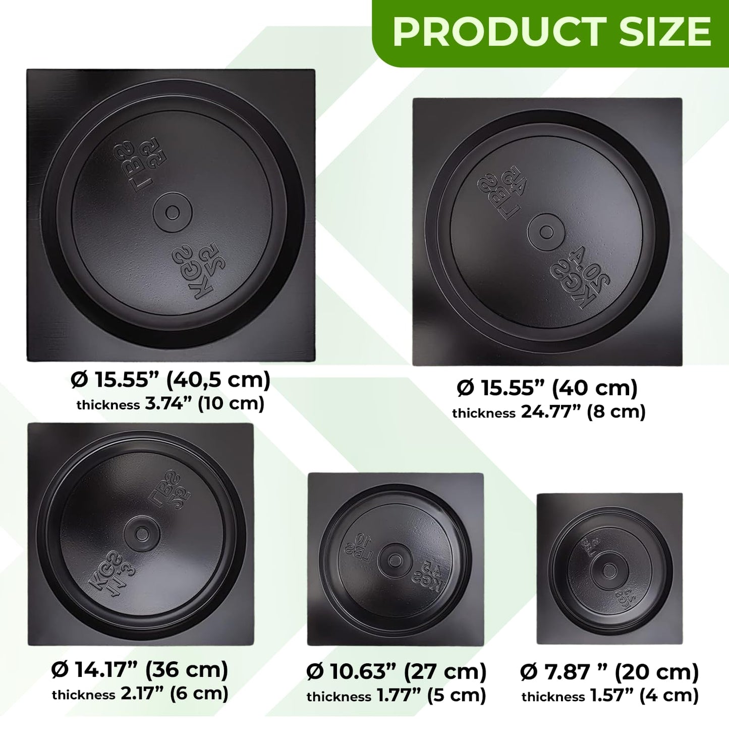 BETONEX DIY Concrete Weight Mold Set - 5 pcs ABS Plastic 2mm Thick - Dumbbell & Barbell Weight Plates