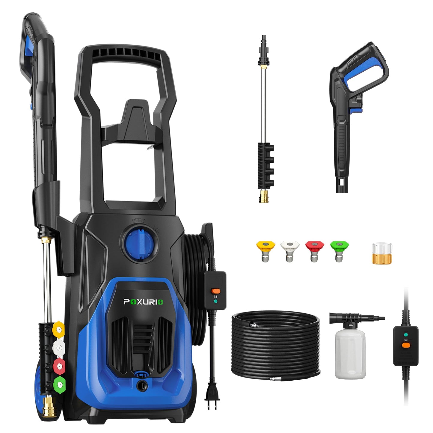 POXURIO Electric Pressure Washer, 4000PSI 2.8GPM Power Washer, 3-in-1 Self-Priming High Pressure Cleaning Machine with Foam Cannon for Cars/Fences/Driveways/Patios/Home Cleaning