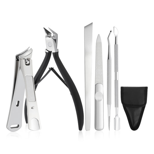 VOCOSTE Toenail Care Kit 6-Piece Ingrown Toenail Tools, Professional Grooming Set for Pointed Slanted Nail Clipper, Nail Files, Nail Steel Push, Fingernail and Pedicure Tools at Home