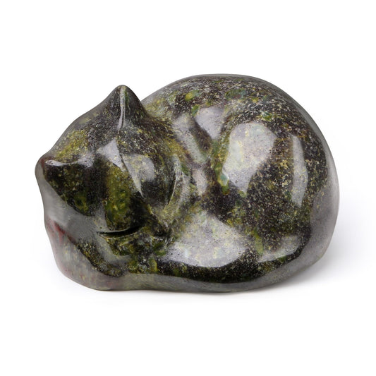 QINJIEJIE Dragon Blood Stone Cat Decor Healing Crystal Figurine Blue Cat Statue Polished Gemstones Cute Kitten Gifts Stocking Stuffers Home Office Desk Decor Cats Gifts for Cat Lovers Men 1.6"