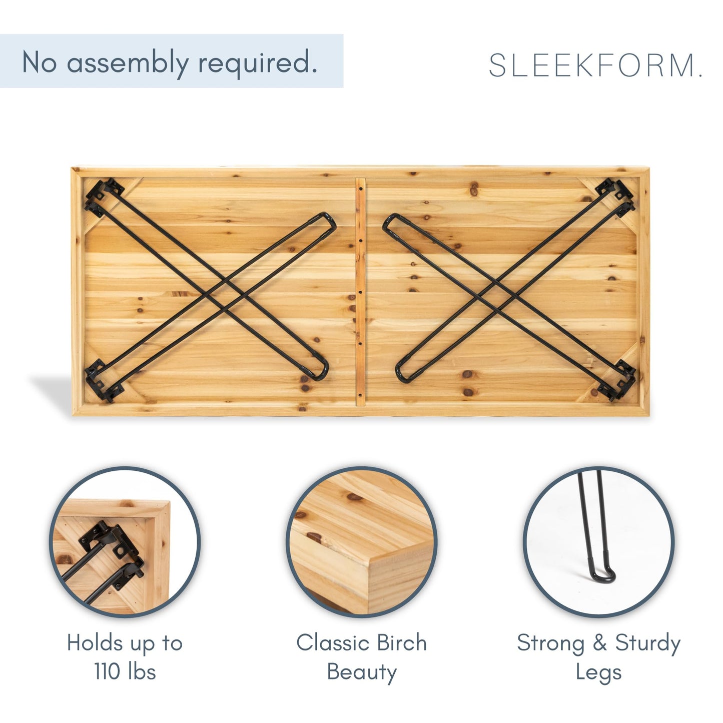 Sleekform Wooden Folding Desk, Small Folding Table Portable with Collapsible Hairpin Legs, Austin Kneeling Chair, Home Office Ergonomic Computer Desk Stool