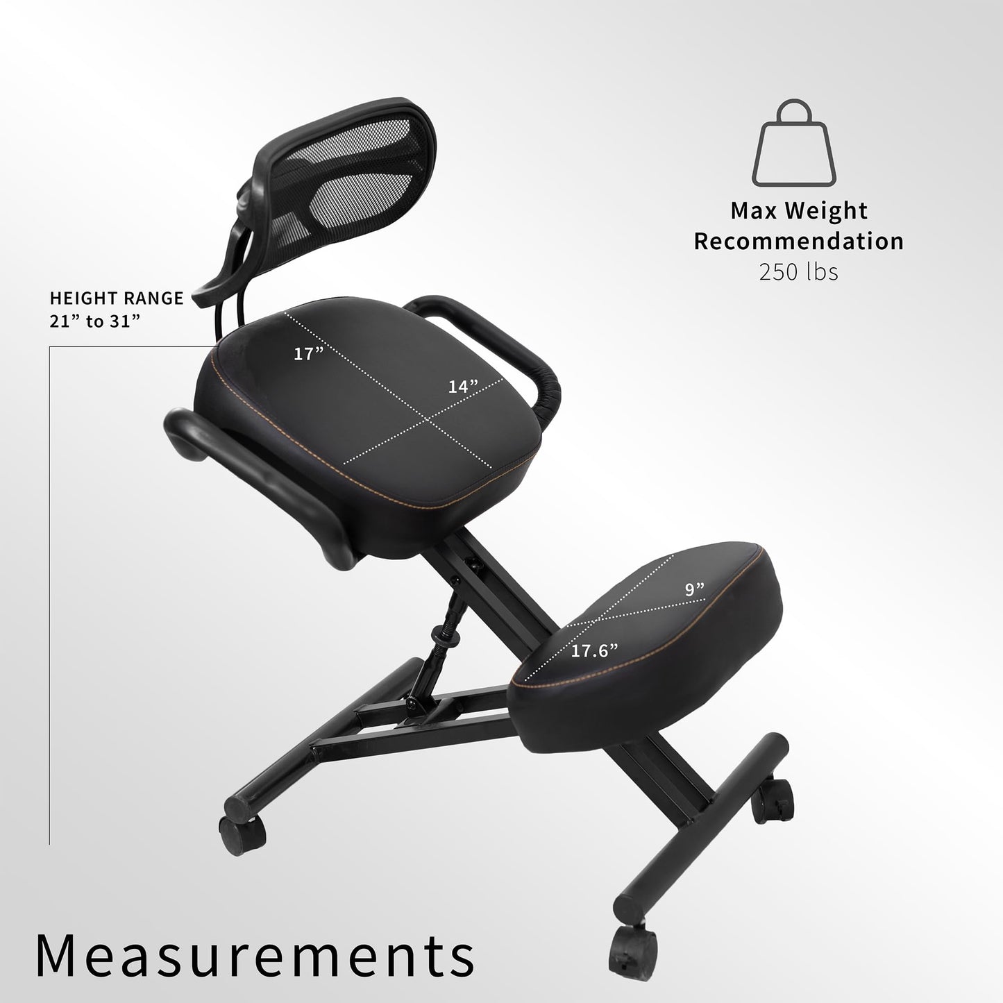 VIVO DRAGONN DN-CH Kneeling Chair, Metal, Black, One Size Fits All