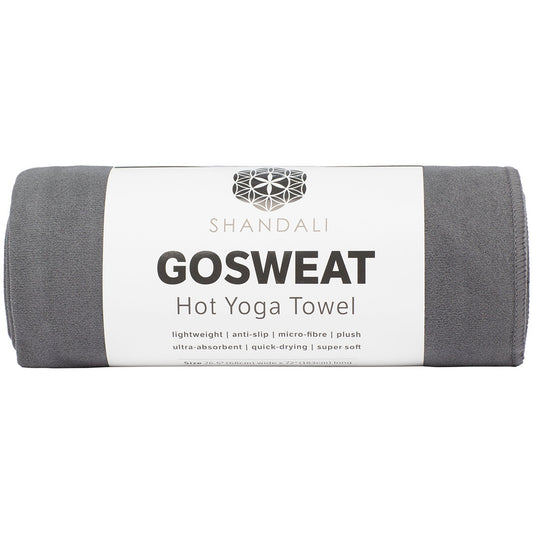 Shandali Hot Yoga Towel - Suede - 100% Microfiber, Super Absorbent, Bikram Yoga Mat Towel - Exercise, Fitness, Pilates, and Yoga Gear - Gray 26.5" x 72"