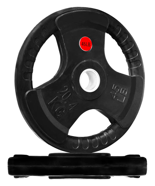 Fitvids Olympic 2-Inch Cast Iron Plate Weight Plate for Strength Training and Weightlifting, Rubber Coate Style, 45LB Pair