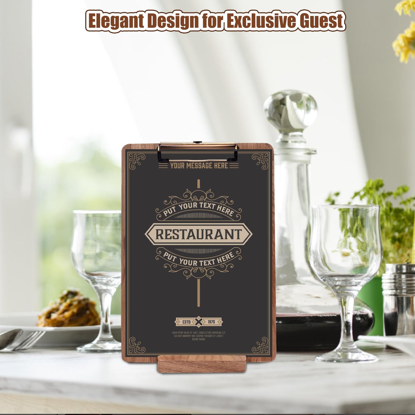 Walnut Wood Clipboard, 12.6" x 8.7" Clip Board with Stable Base, School Classroom Essentials, Solid Hardwood, Free Stand Holder for Bar, Training Courses, Coffee Shops, Office Supplies Teacher Gifts