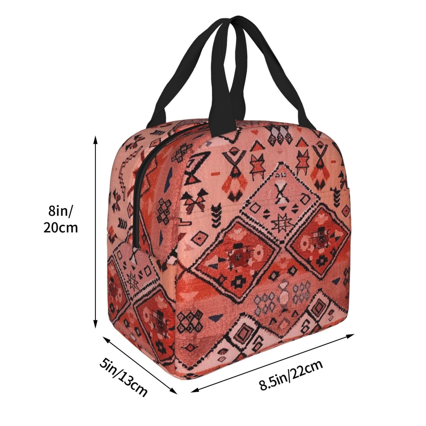Poacnip Boho Farmhouse Oriental Traditional Moroccan Style Insulated Lunch Bag Portable Reusable Lunch Box Thermal Cooler Tote Bag With Pockets For Women Men Work Office Picnic Travel