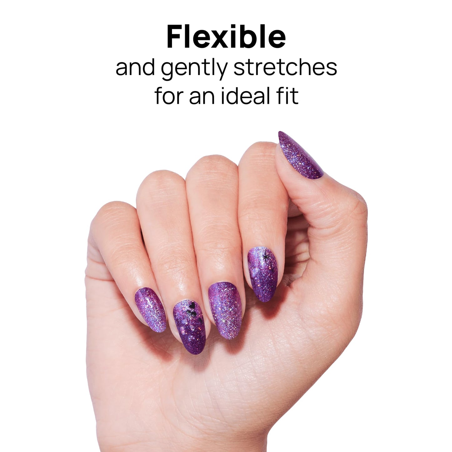 Color Street - Heart Takes Flight - Purple Lavender Ombre Glitter Butterfly Nails, Real Nail Polish Strips, Valentine’s Day Manicure Set - 16 Strips