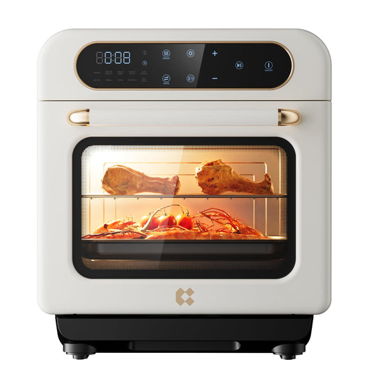 CIARRA 8-in-1 Air Fryer Steam Oven Countertop, 13QT Mini Toaster Oven with Steam, Rapid Steam, Air Fry, Vapor Bake, Steam Clean, Bake, Dried, Ferment, White