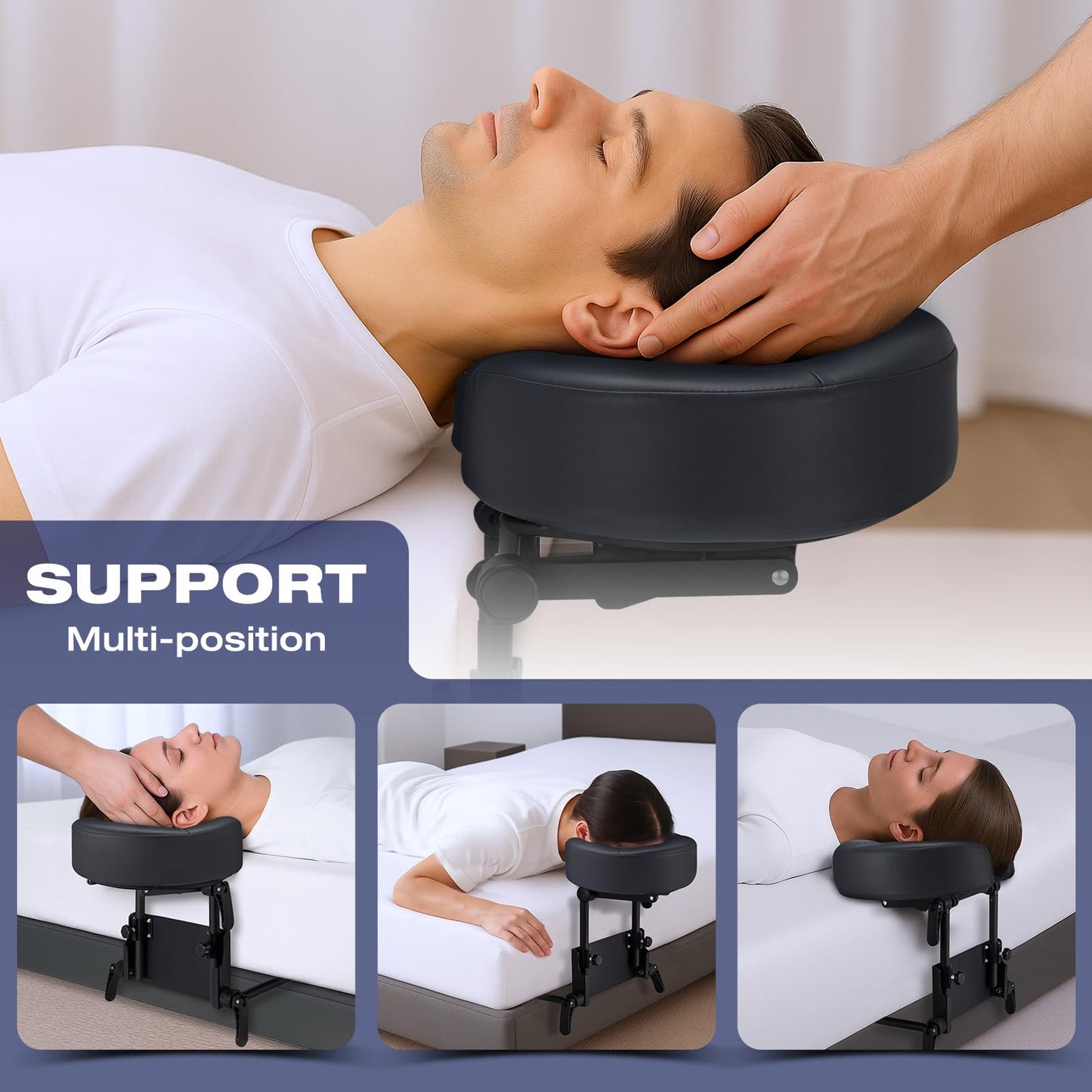 Home Mattress Top Massage Kit, Universal Massage Headrest for Bed, Adjustable Height up to 14.5", Deluxe Face Cradle Face Down Pillow, Home SPA Face Cushion Support Bracket with Portable Storage Bag