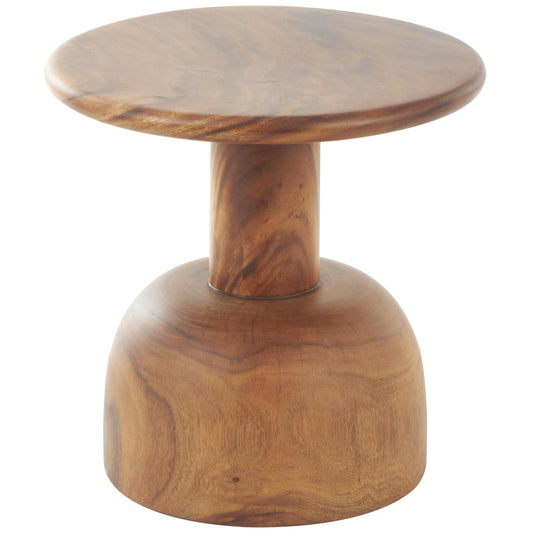 Deco 79 Wood Handmade Side End Accent Table End Table with Rounded Block Base, Side Table 16" x 16" x 16", Brown