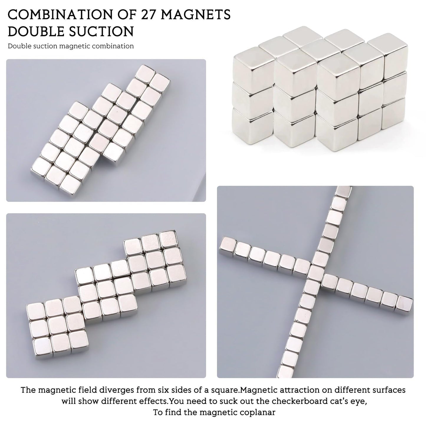 XEAOHESY 27 Pieces Cat Eye Magnet for Nails Cube Nail Magnet Square Nail Art Magnet with Grid Effect Powerful Manicure Magnetic Tool for Cat Eye Gel Nail Polish（0.2 * 0.2 * 0.2inch）