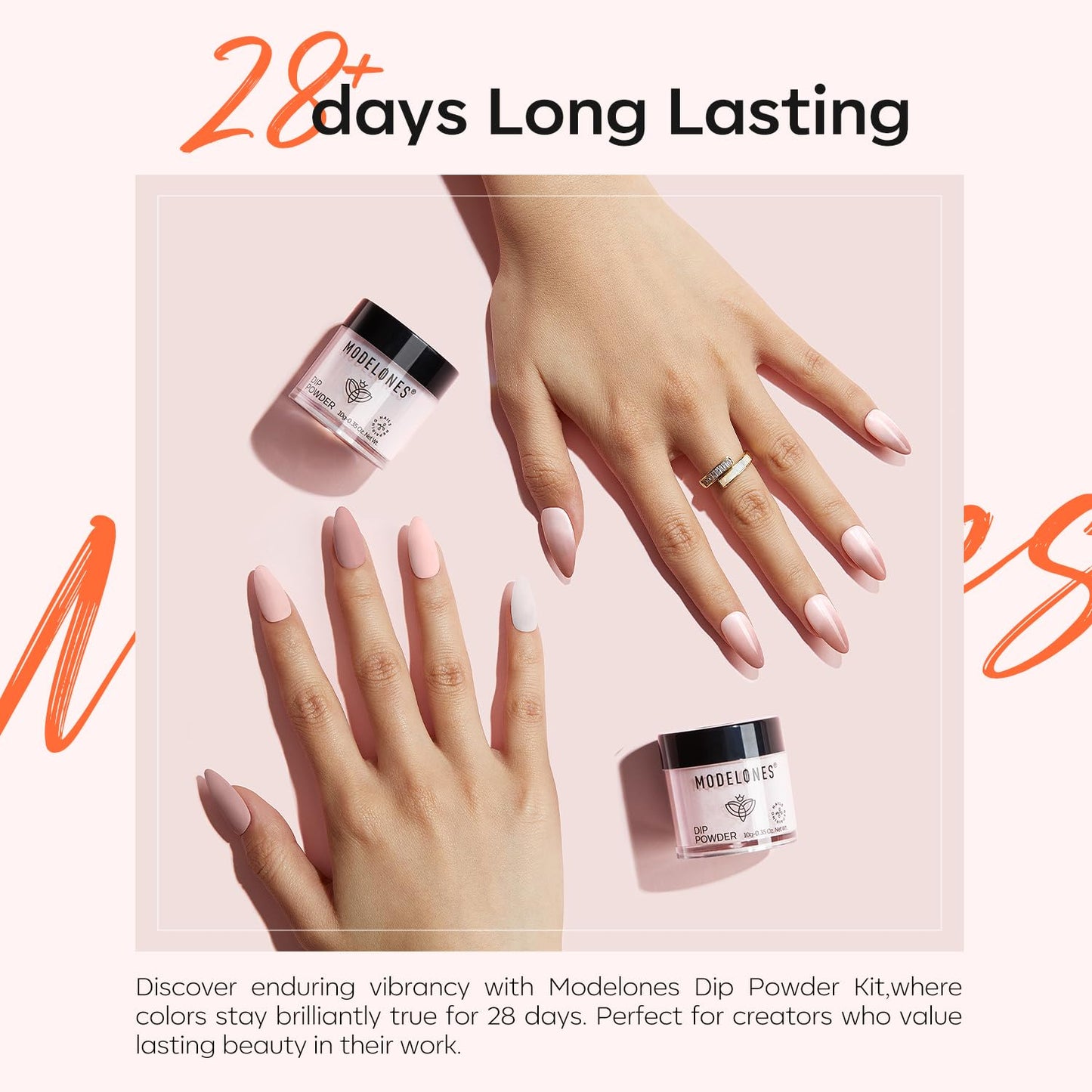 Modelones Dip Powder Nail Kit, 4 Colors Spring Summer Nude Pink Glitter Dipping Starter Set with Liquid and Complete Accessories for French Nails Art Salon DIY at Home Manicure