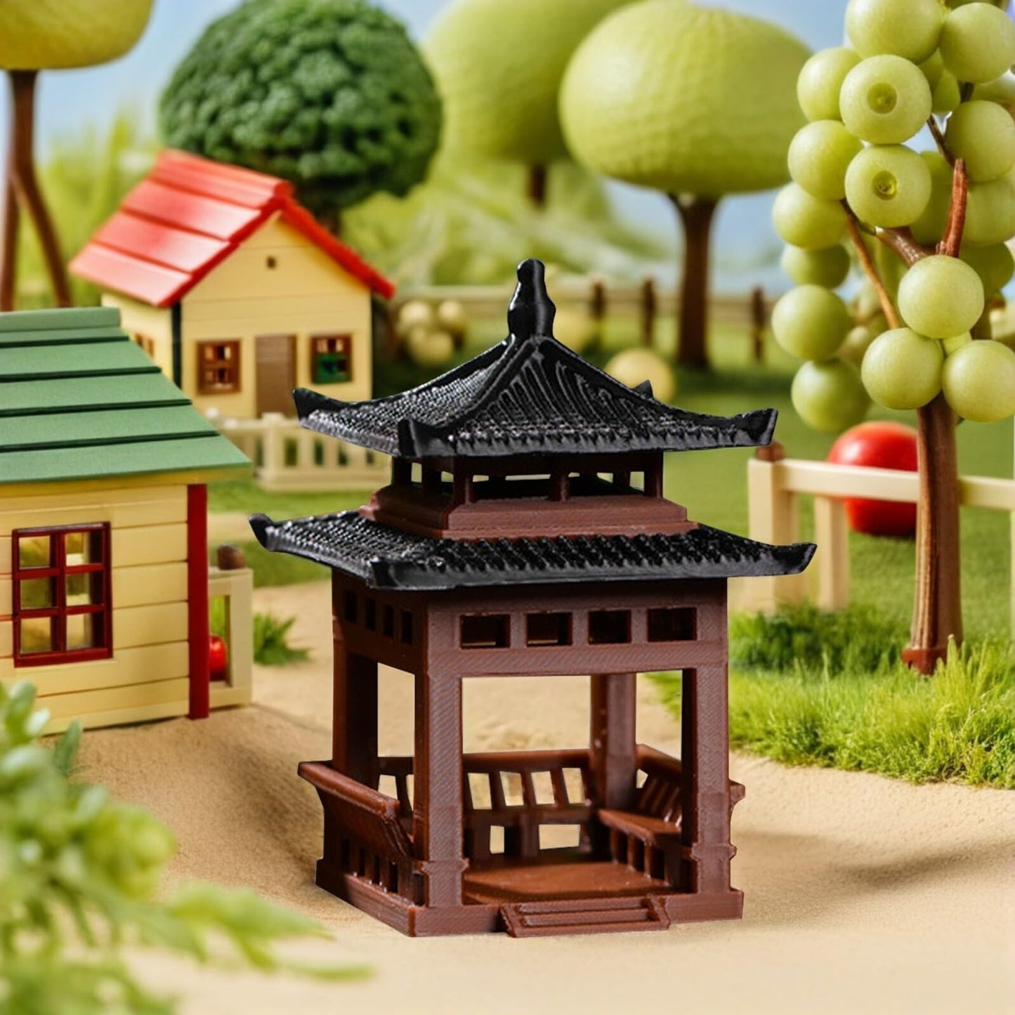SUPVOX Mini Pavilion Statue for Garden Decor - Tiny Simulated Chinese Pavilion Model 2 Inch Decorative Pagoda Ornament for Bonsai Terrarium Aquariums and Home Desktop