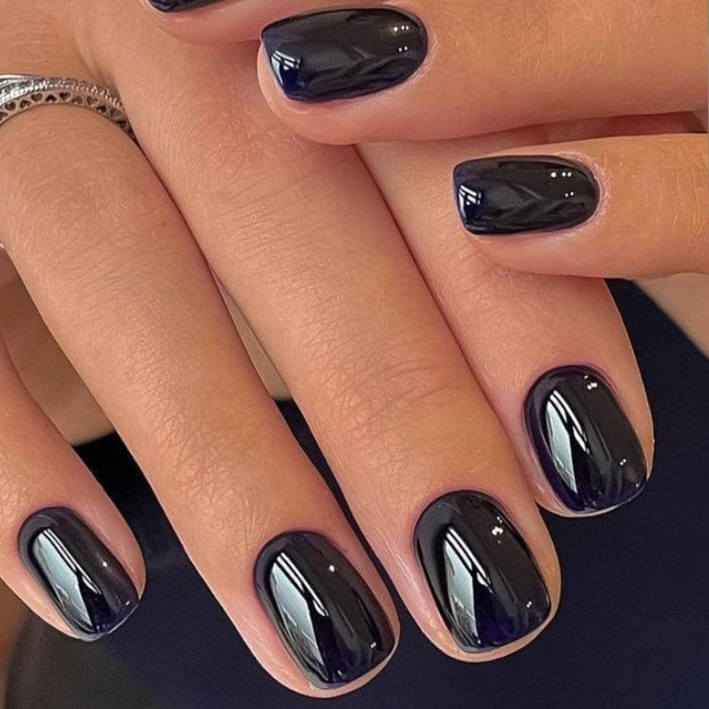 GLAMERMAID Press On Nails Extra Short Square, Jelly Soft Gel Fake Nails Round Squoval, Natural Nude Pink False Nails Tip, Pure Black Fake Nails Short Squoval, Natural Round Square Glue on Nails Glossy