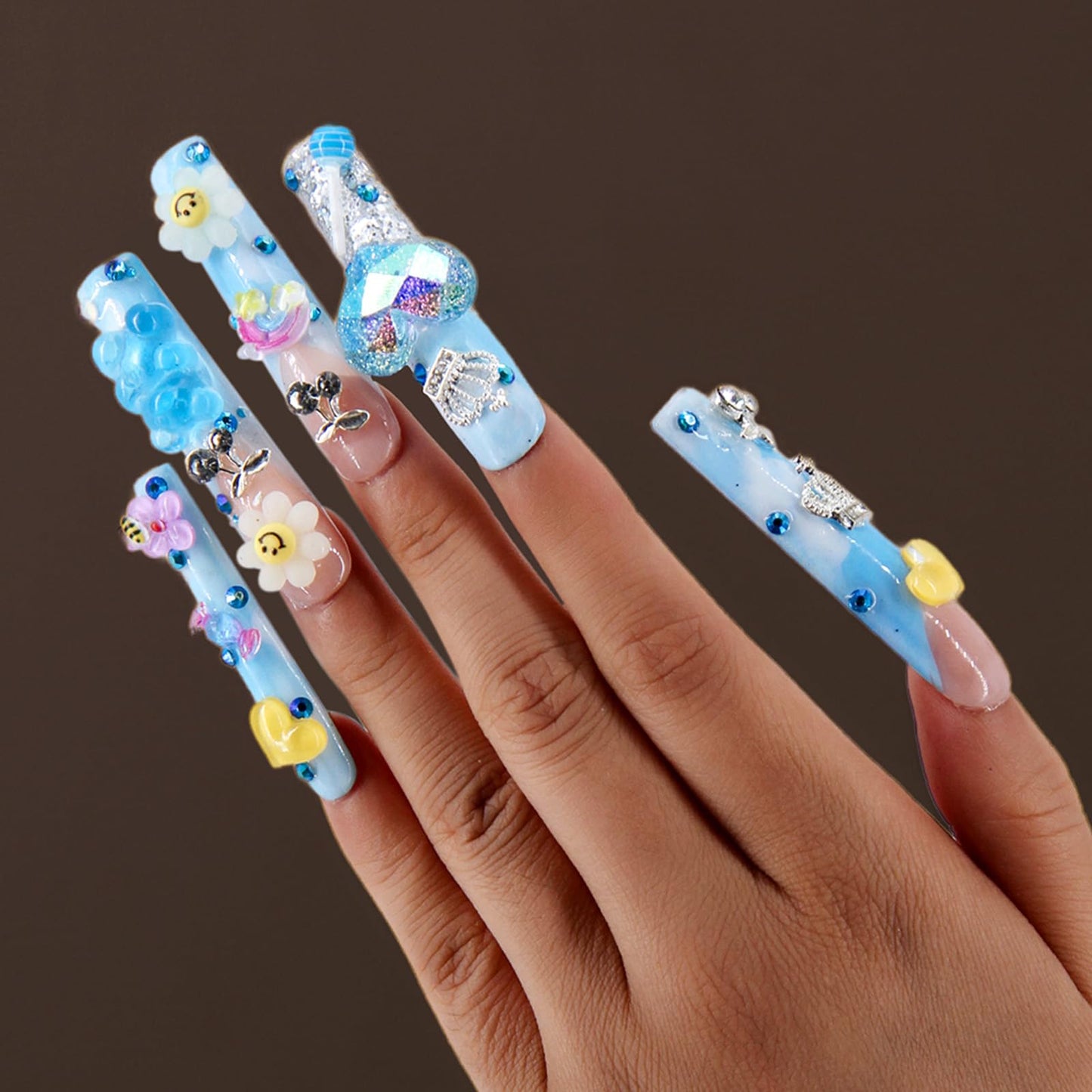 TENACIOUS & LOUCIA Handmade Press on Nails Long, Hand Made Nails Short,Fake Nails,Nails Press on,French tip Press on Nails,Press on,False Nails,Press on Nail kit LH53 L