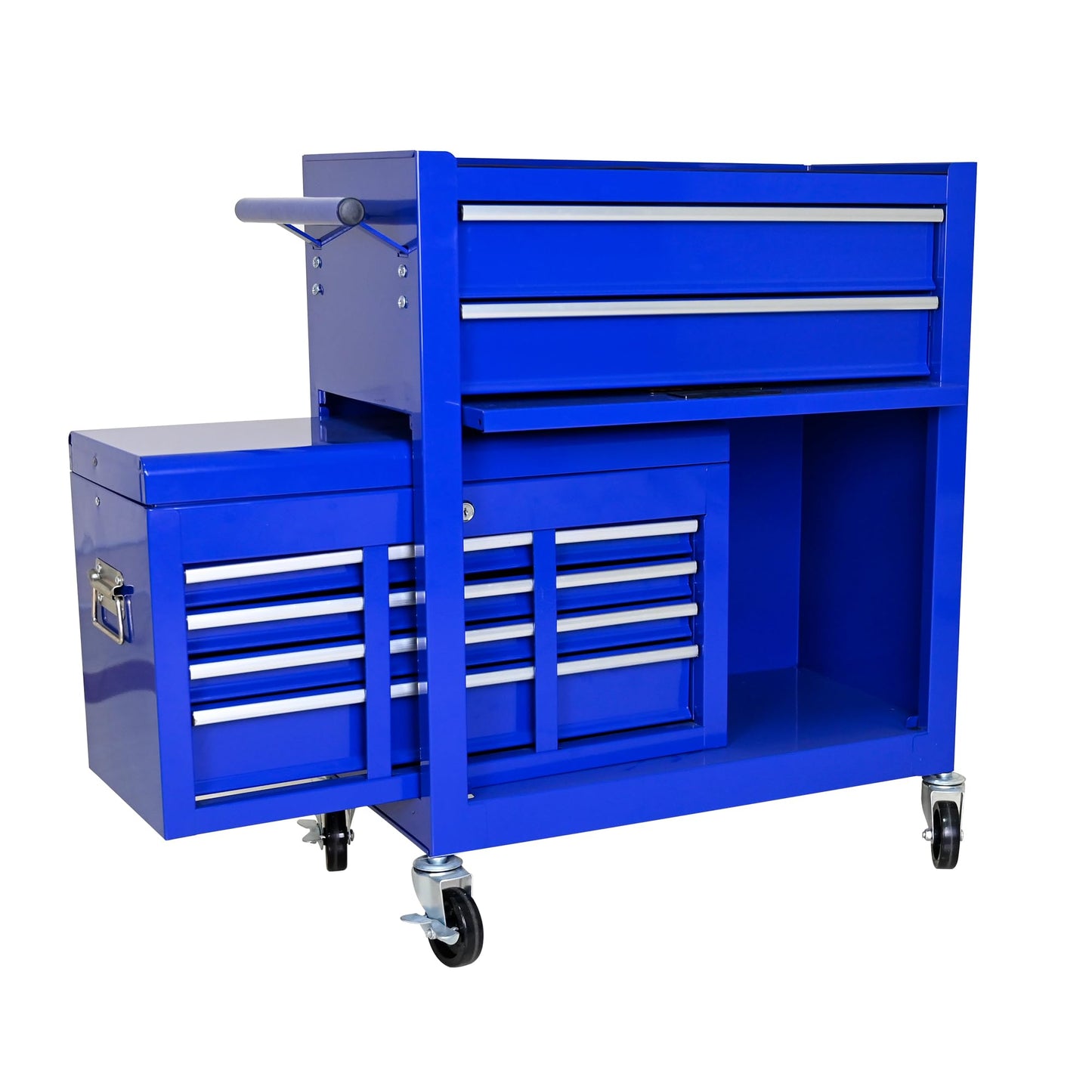 YOPTO High Capacity Rolling Tool Chest with Wheels and 8 Drawers,Metal Storage Tool Cabinet W/Mobile Case,Pull Handle,4 Hooks,for Workshop Mechanics Garage,Blue