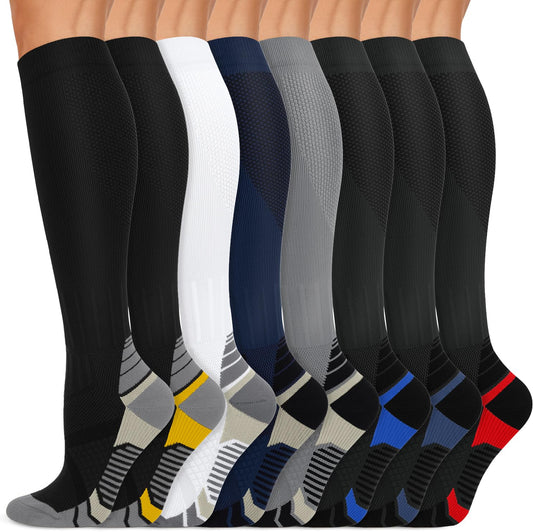 Copper Compression Socks 15-20 mmHg for Men & Women 8 Pairs – Circulation Support for Nurses,Travel,Running,Hiking,Soccer,Gifts,Pregnant,Flying,Workout Compression Socks(L/XL)