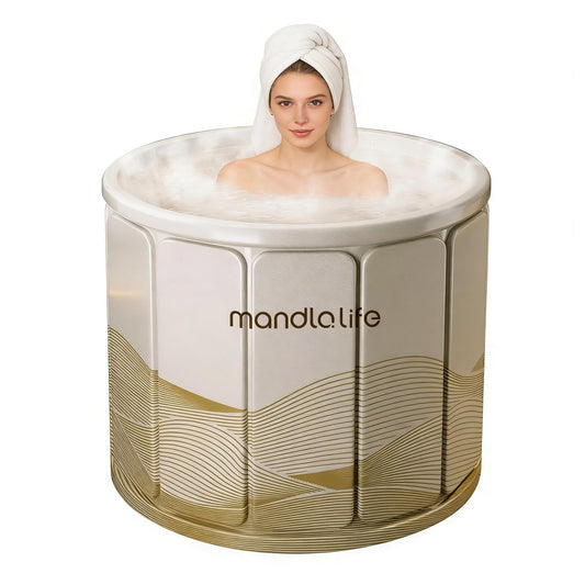 Portable Bathtub for Adults, Collapsible Freestanding Bathtub for Shower, Hot Ice Bath Tubs with Thickened Multi-layer Material to Keep Temperature, Indoor Outdoor Soaking Tub (XL 31.5" L x 25.6" H)
