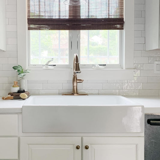 Sinkology Parker 34 Inch Quick-Fit Drop-In Fireclay Farmhouse Kitchen Sink - No Countertop Replacement, DIY 1-Hr, SureFire Chip and Stain Resistant, Sinkology Everyday Warranty, Single Bowl